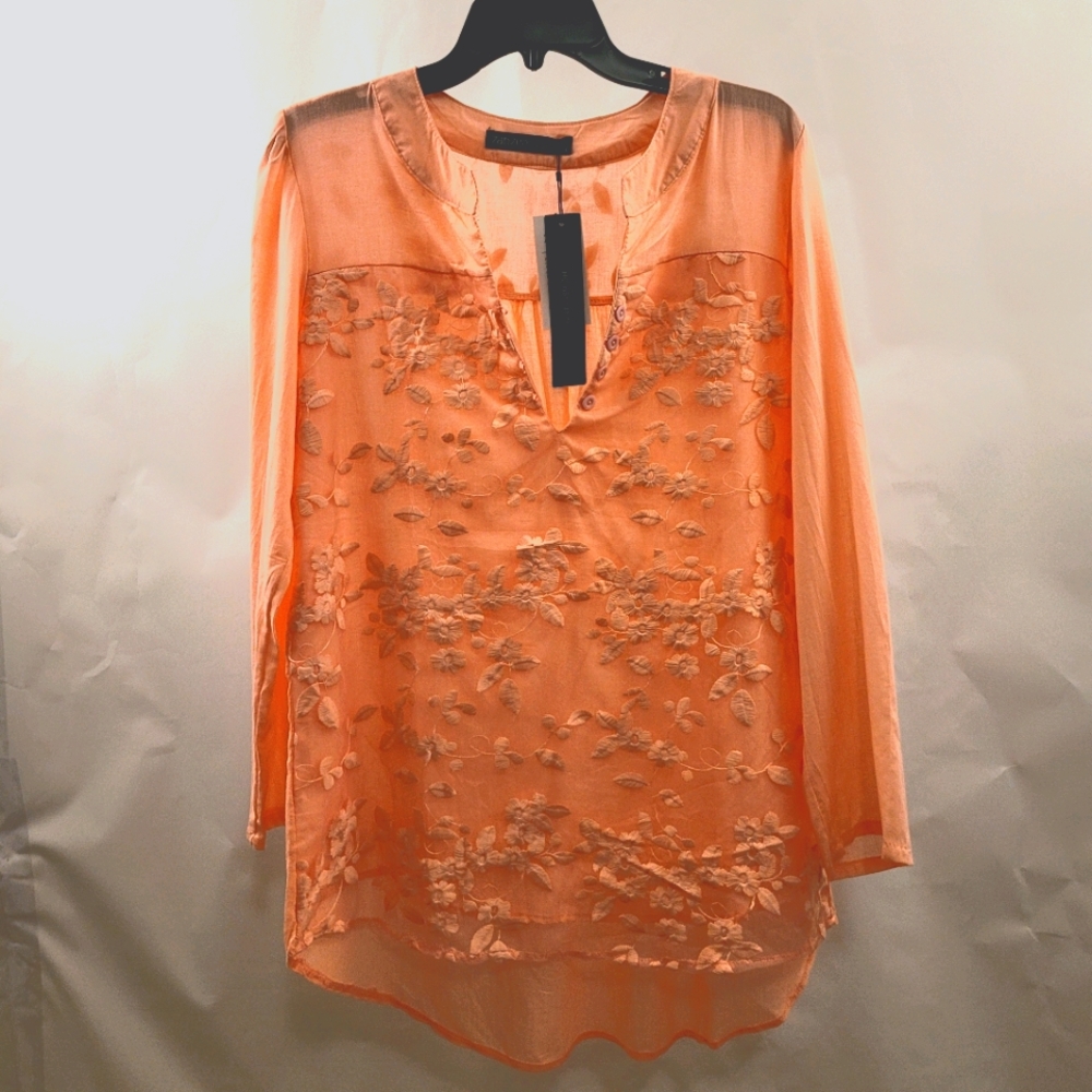 Zanzea NWT Orange Long Sleeved Lacey Blouse